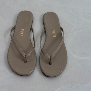TKEES Glossy Taupe Flip Flop Sandals